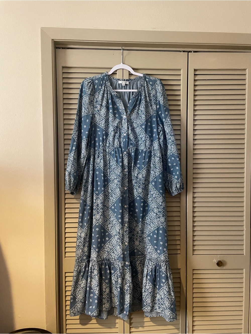 NWOT Daily Thread Cotton Blue Chambray Bandana Dress Maxi